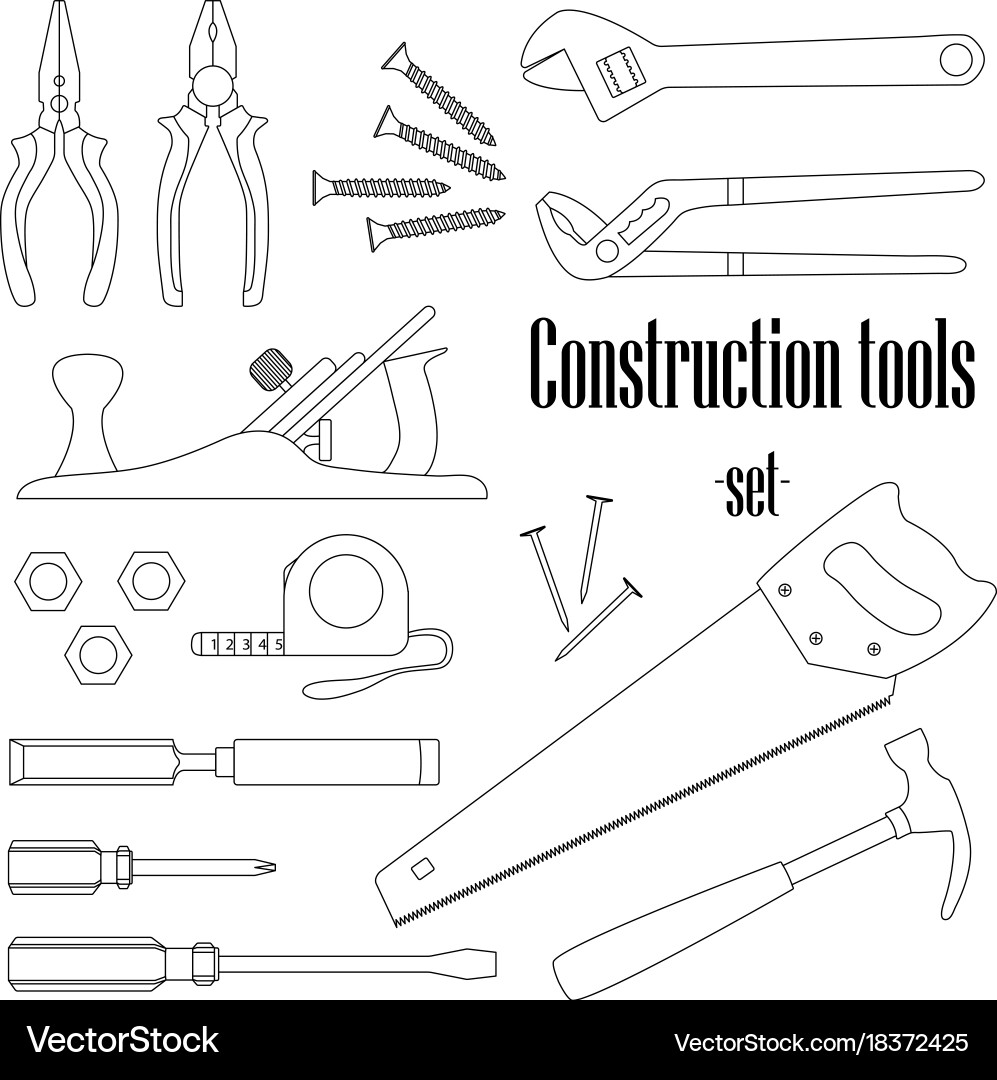 A set of design elements for construction vector image