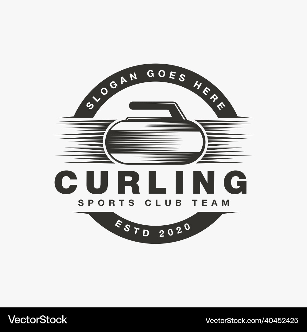 Badge emblem curling logo sport Badge emblem curling logo sport vector image