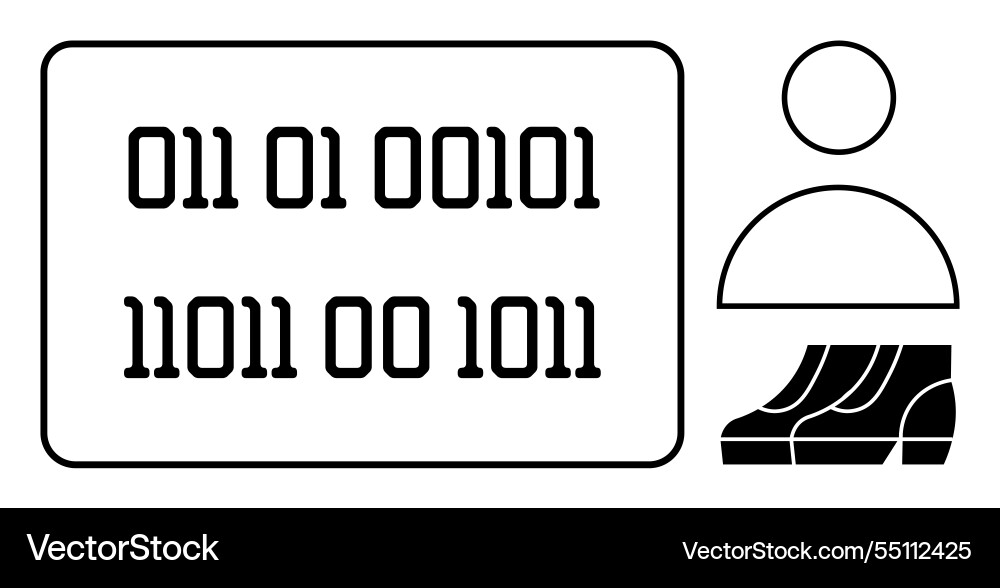 Binary code on screen with user icon and graph vector image