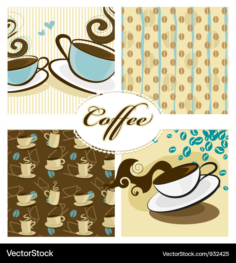Coffee Beans Pattern Set vector image