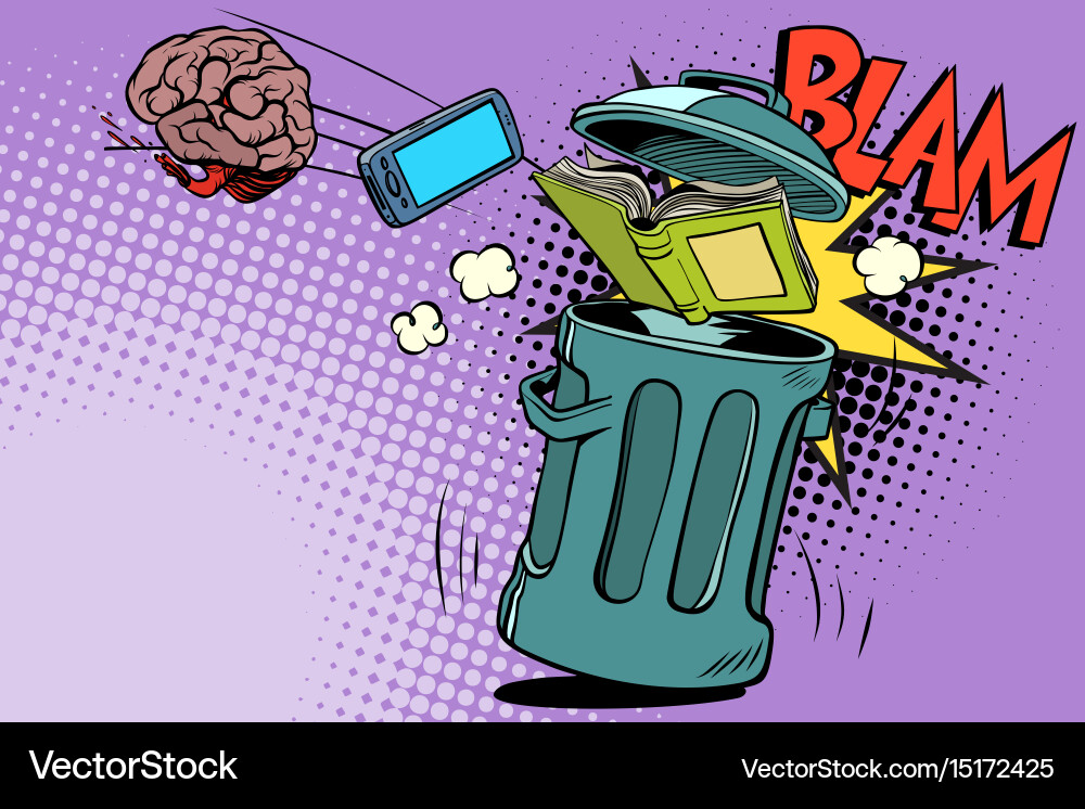 Discarded Knowledge: Brain & Tech Vector Image