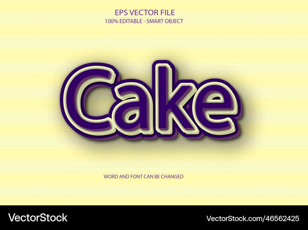 Editable 3d cake text effect with purple color Editable 3d cake text effect with purple color vector image