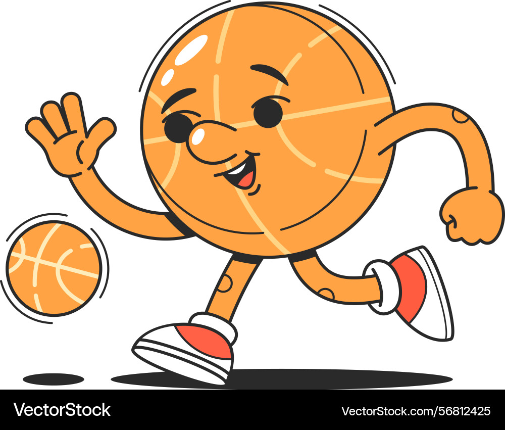 Groovy basketball character running fast Vector Image