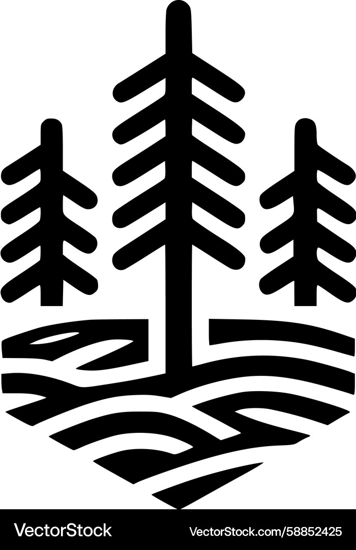 Hexagonal Pine Forest Emblem Vector Image