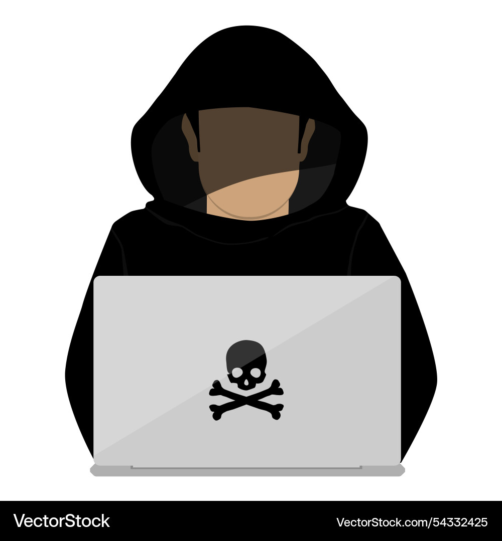 Hooded hacker online security concept Hooded hacker online security concept vector image