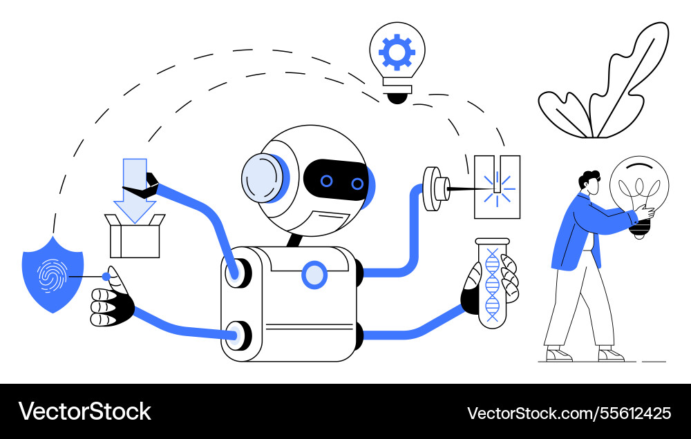Multitasking-Roboter-Innovator für Automatisierung Multitasking-Roboter-Innovator für Automatisierung vektorbild