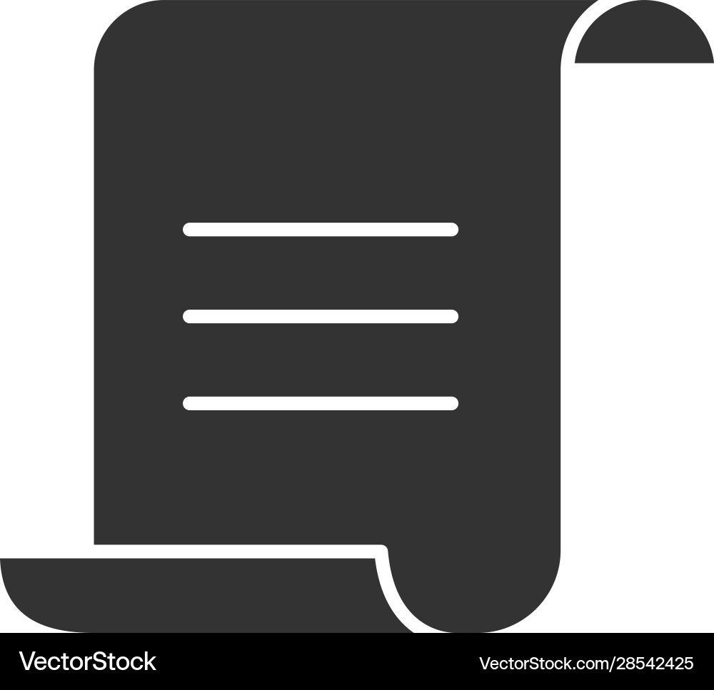 Paper scroll with text glyph icon Paper scroll with text glyph icon vector image