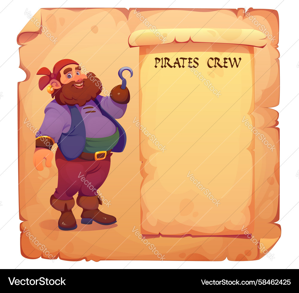 Pirate crew character game options ui window Pirate crew character game options ui window Vector Image