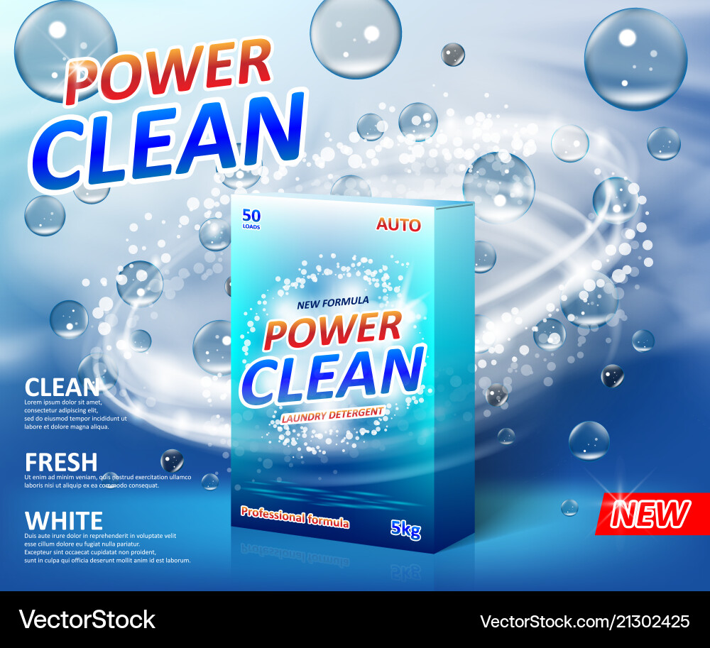 Powder laundry detergent advertising poster Powder laundry detergent advertising poster vector image