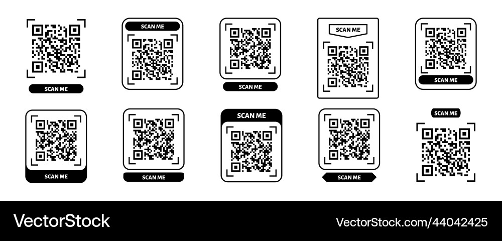 Scan me qr code design for payment text Vector Image