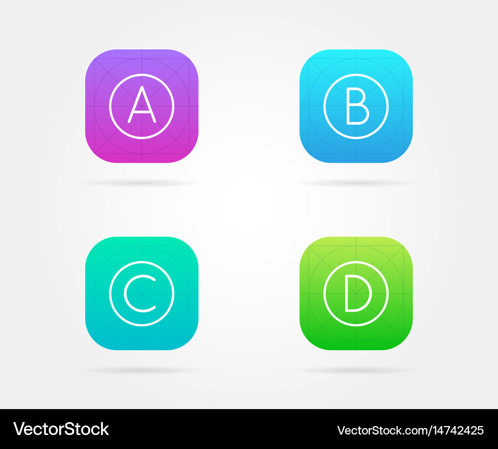 Set app icon template with guidelines fresh colour vector image