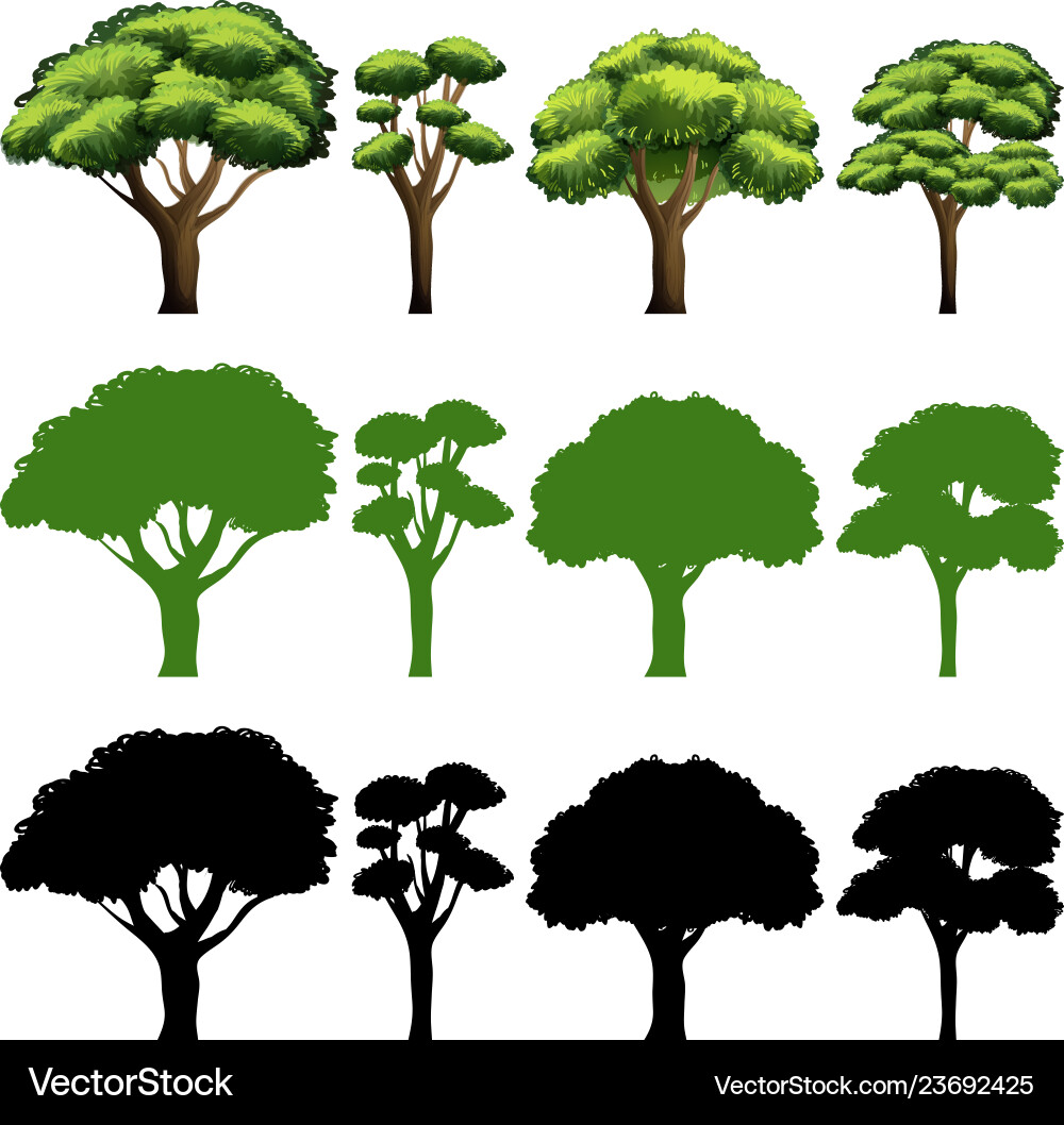 Set of tree different design vector image
