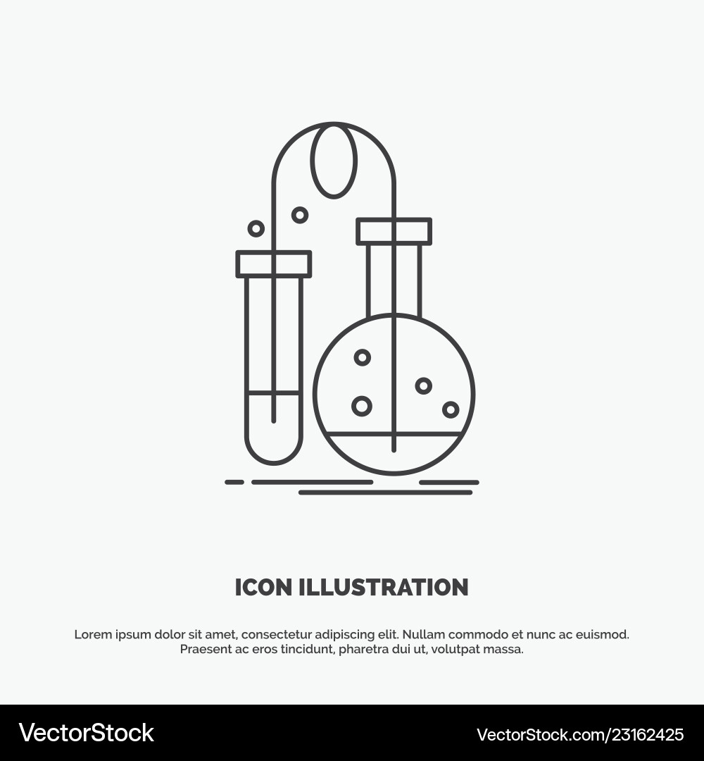 Testing chemistry flask lab science icon line Vector Image