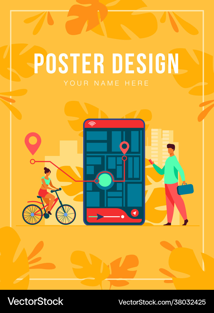 Tiny people using mobile application with map Tiny people using mobile application with map vector image
