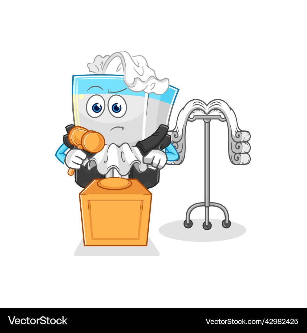 Tissue box judge holds gavel character Vector Image