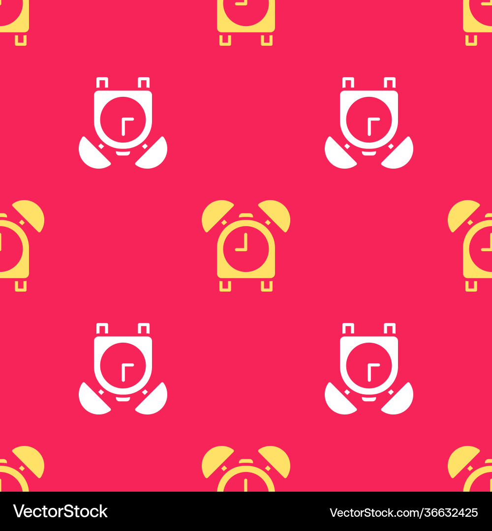 Yellow alarm clock icon isolated seamless pattern Yellow alarm clock icon isolated seamless pattern vector image