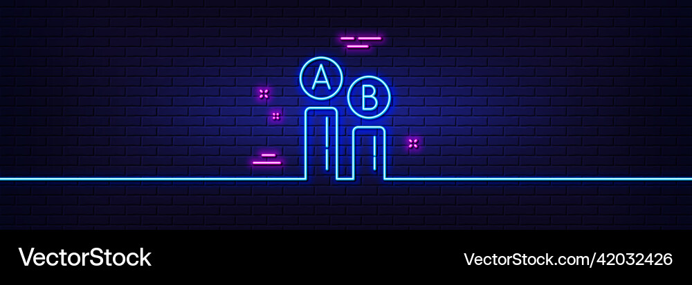 Ab testing line icon ui test chart sign neon vector image