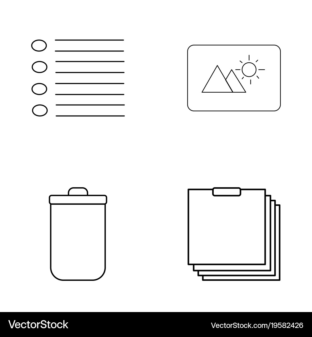 Basic elements outline icons set linear icon vector image