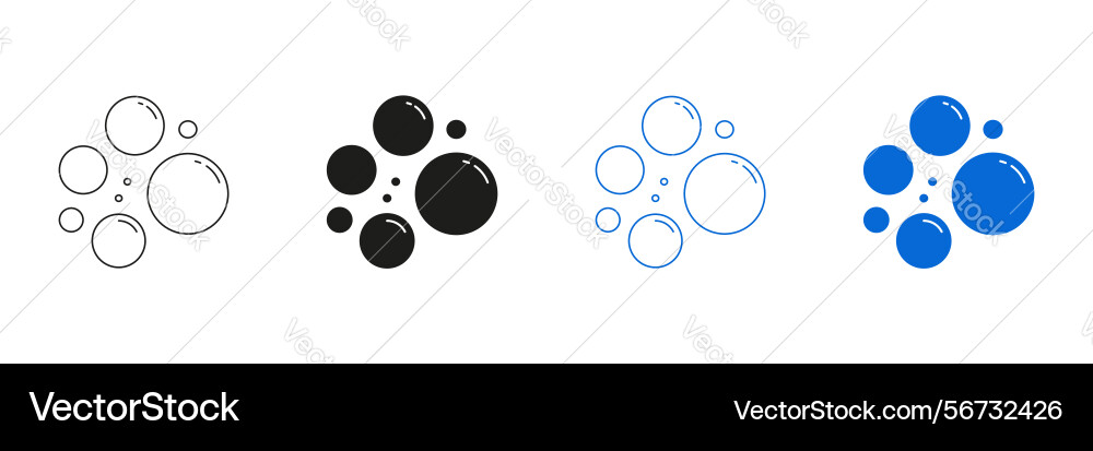 Bubble cluster line and solid icon set soap Bubble cluster line and solid icon set soap vector image