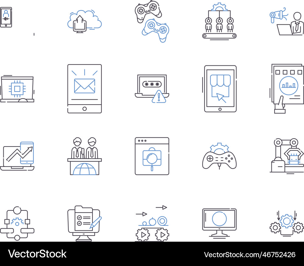Computer and devices outline icons collection Computer and devices outline icons collection vector image