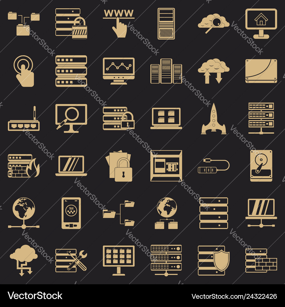 Data icons set simple style Data icons set simple style vector image