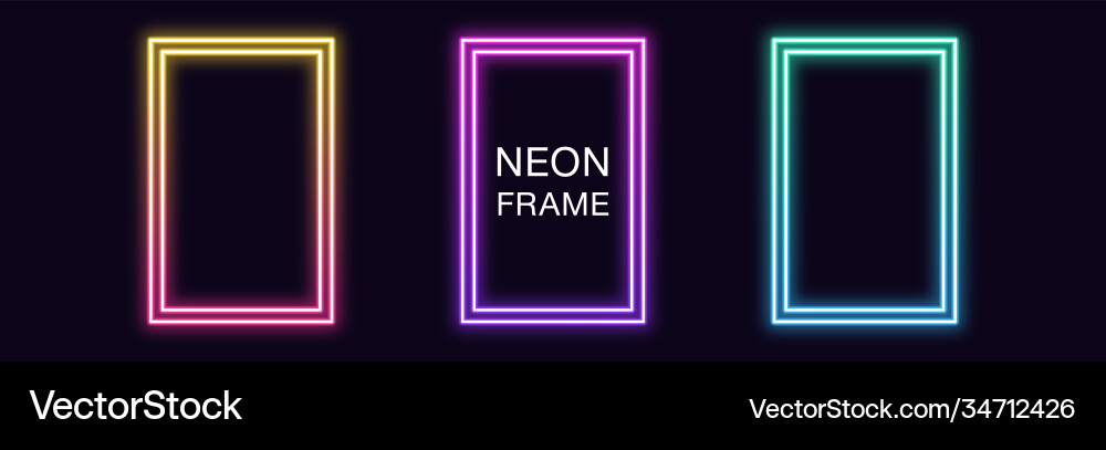 Gradient neon rectangle frame set rectangular Gradient neon rectangle frame set rectangular Vector Image