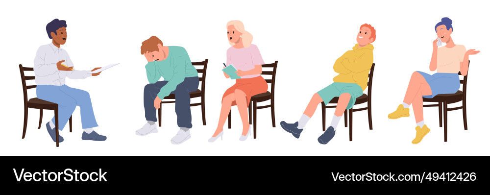 Group of different people at physiological therapy Group of different people at physiological therapy vector image