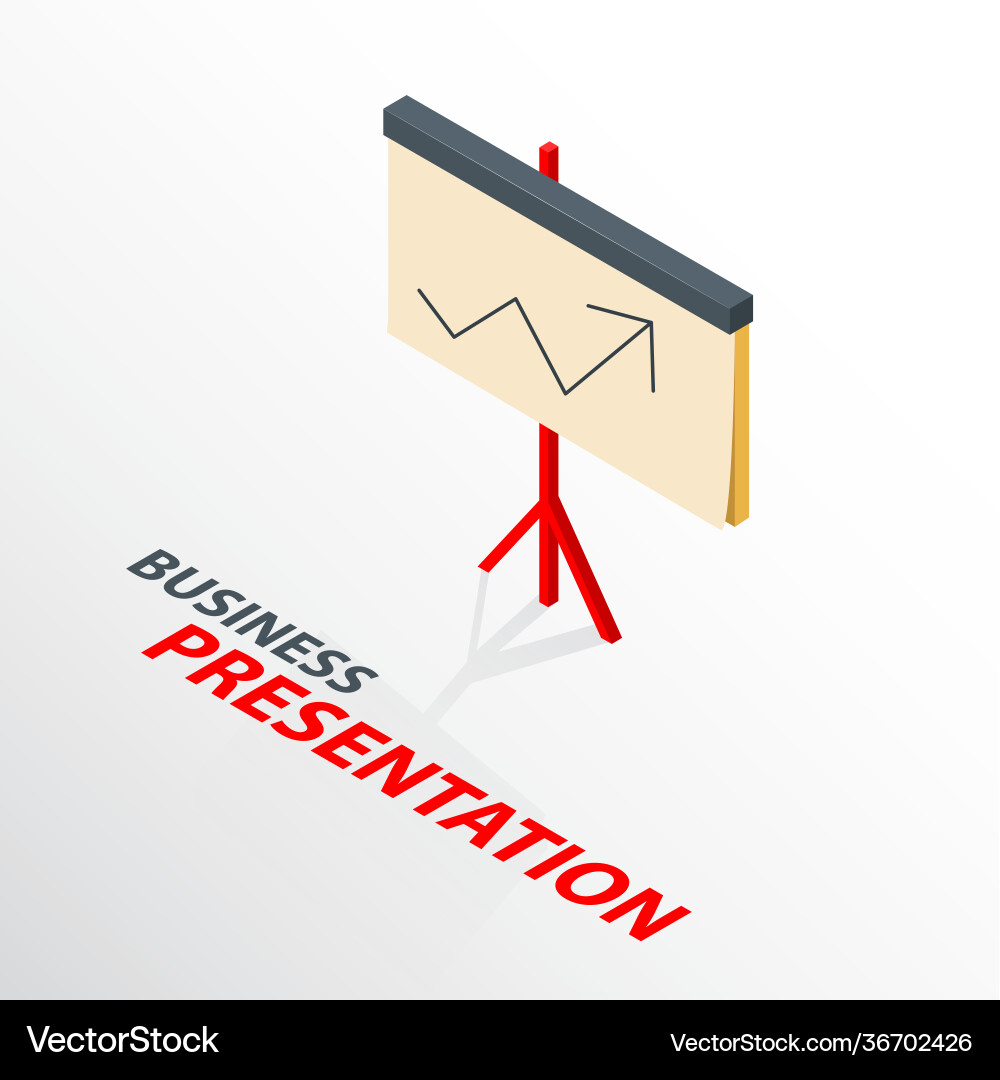 Isometric board presentation icon with arrow Isometric board presentation icon with arrow vector image