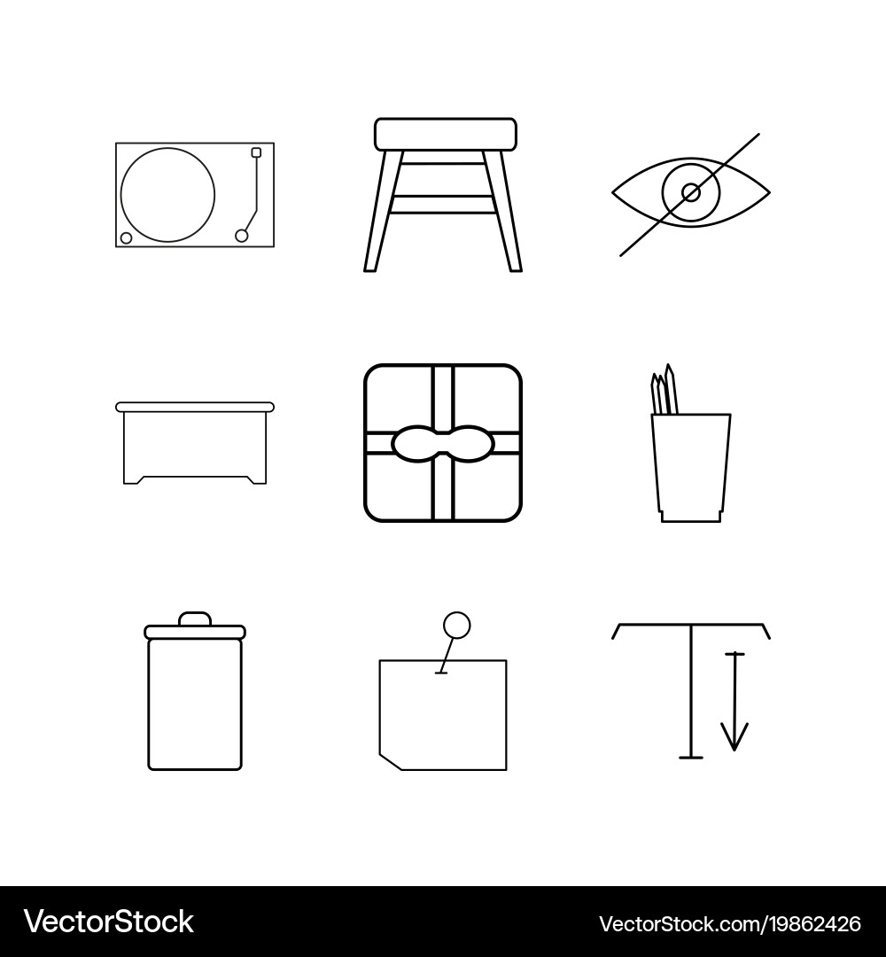 Office linear icon set simple outline icons Vector Image