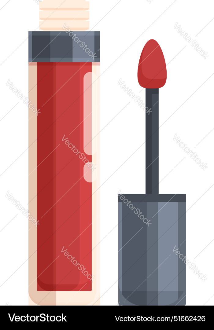 Red lip gloss standing with open cap showing Red lip gloss standing with open cap showing vector image