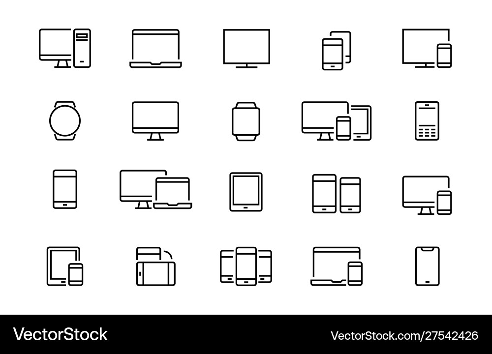 Set devices web icons editable stroke Set devices web icons editable stroke vector image