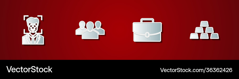 Set face recognition users group briefcase Set face recognition users group briefcase Vector Image