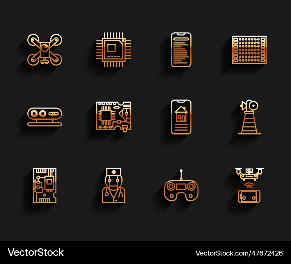Set line electronic computer components Set line electronic computer components vector image