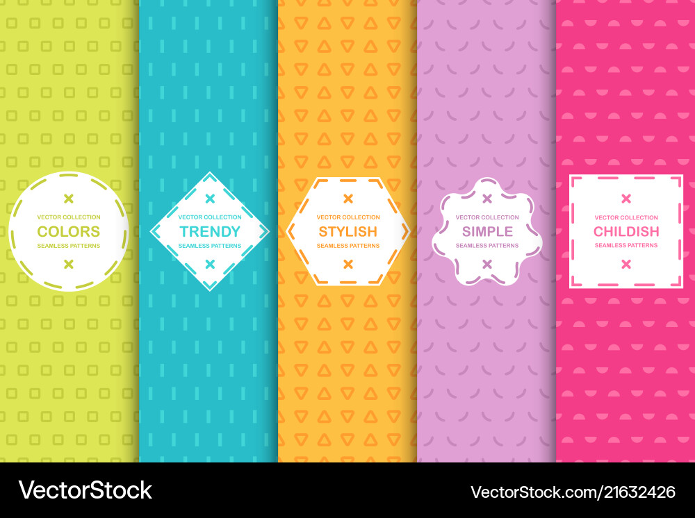 Set of seamless geometric simple patterns Set of seamless geometric simple patterns vector image
