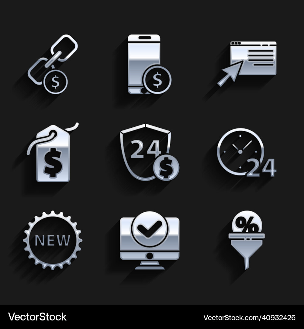 Set shield with dollar computer monitor lead Set shield with dollar computer monitor lead vector image
