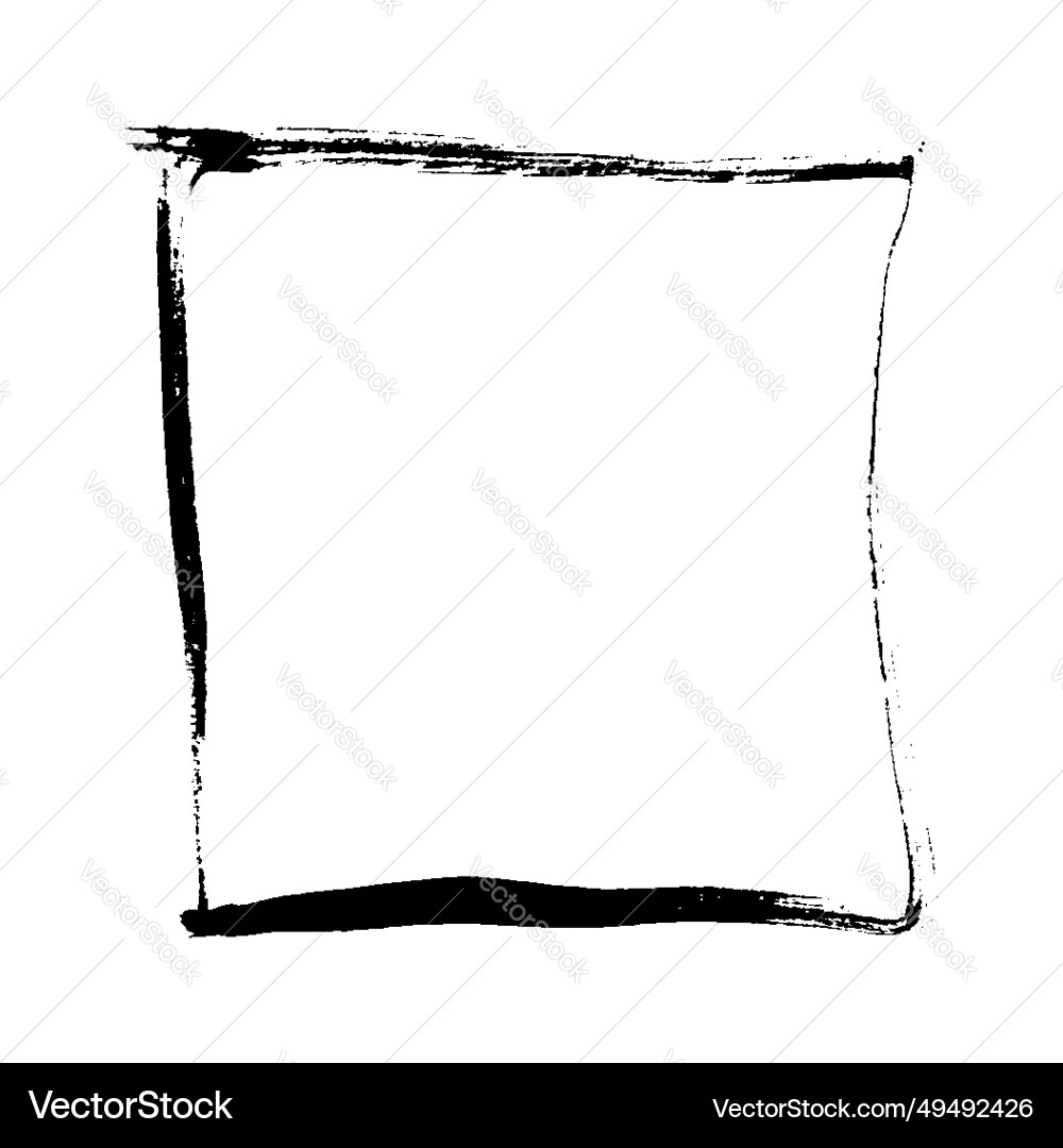 Square frame border brush stroke black icon hand Square frame border brush stroke black icon hand vector image