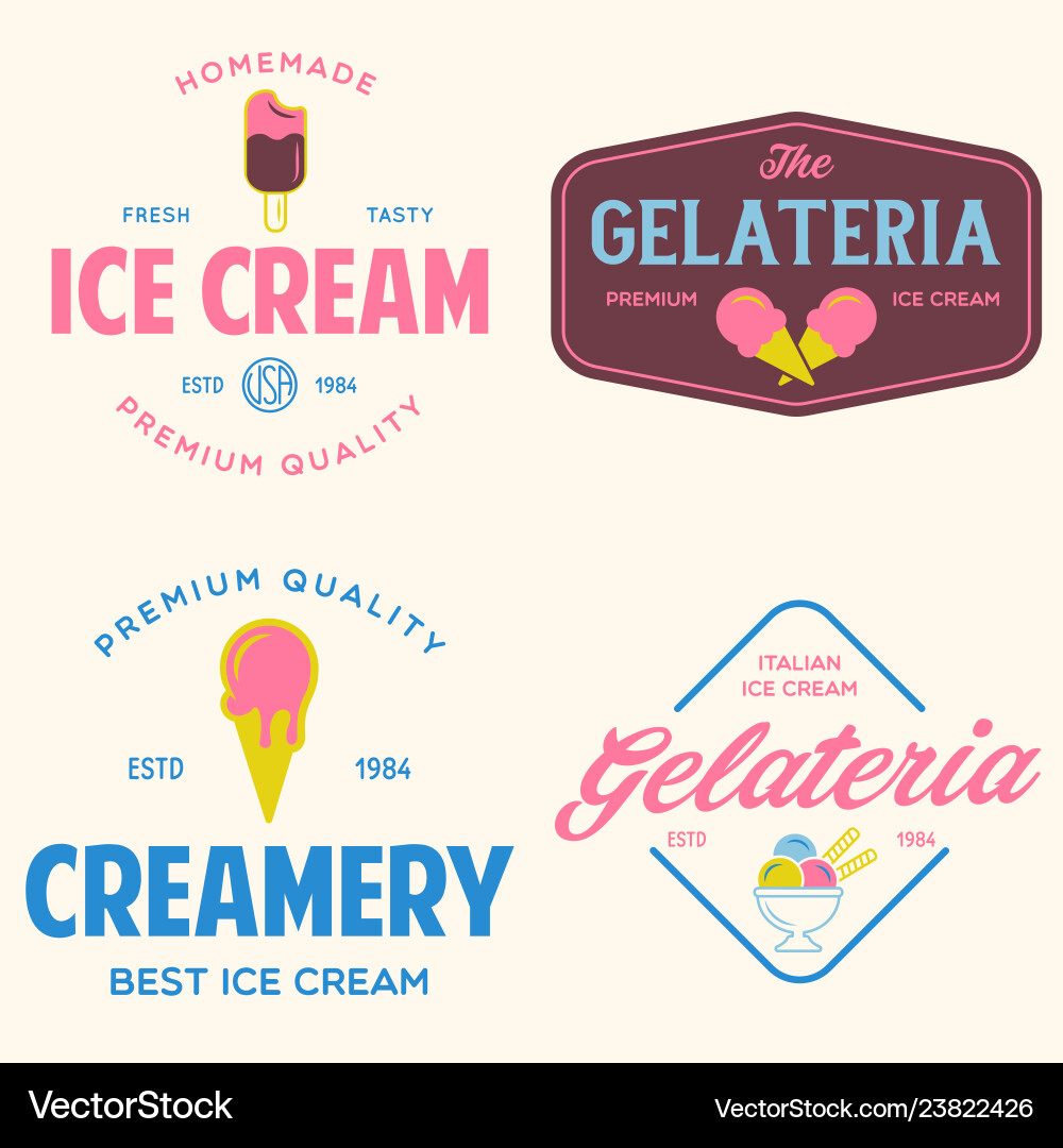 Vintage Ice Cream Shop Badges & Labels vector image