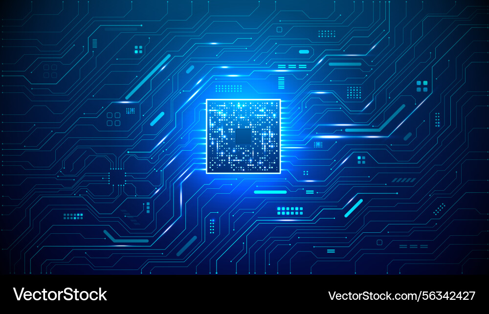 Abstract glowing ai processor on digital circuit Abstract glowing ai processor on digital circuit vector image