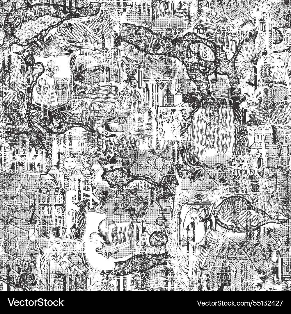 Abstract seamless pattern with chaotic layering Abstract seamless pattern with chaotic layering vector image