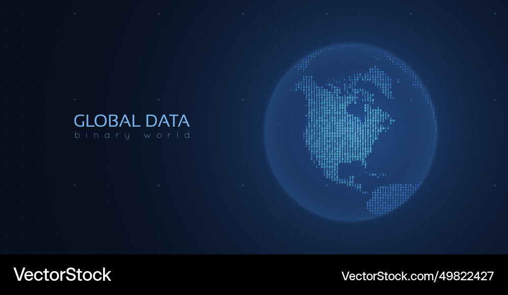 Binary planet earth big data global analytics Binary planet earth big data global analytics vector image