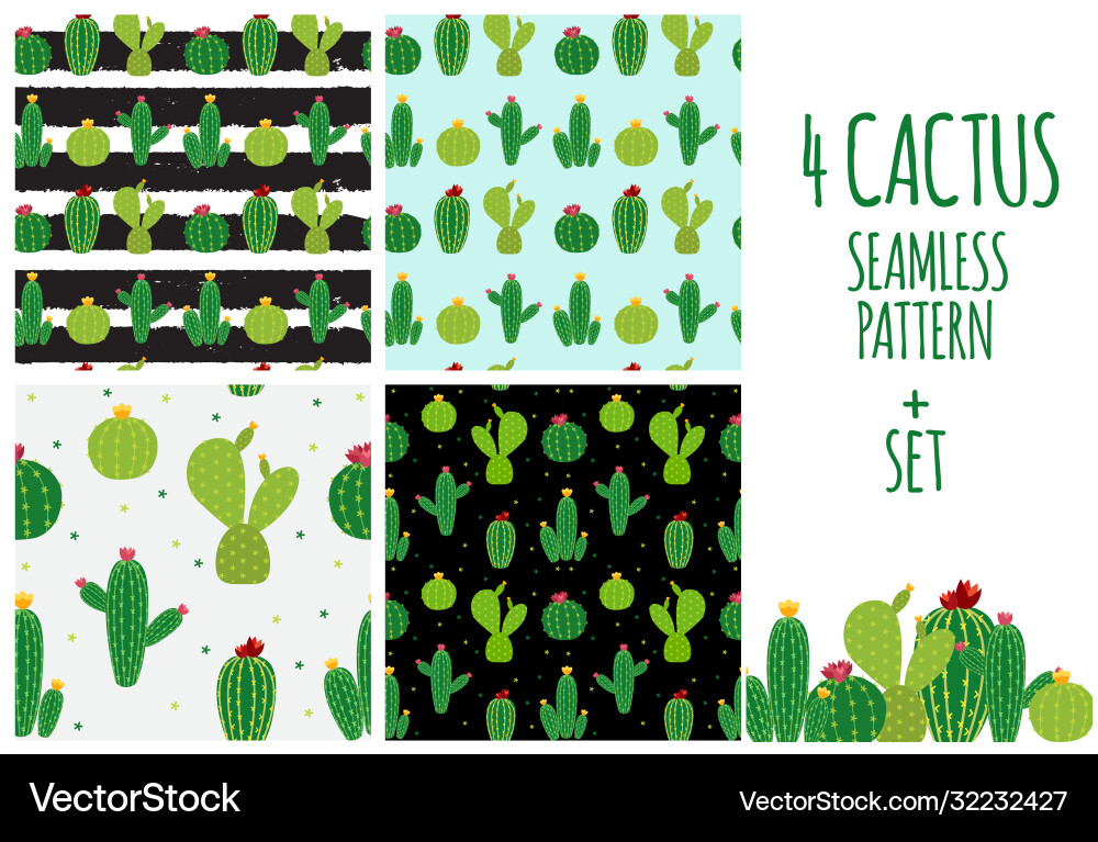 Cactus icon collection seamless pattern background Cactus icon collection seamless pattern background Vector Image