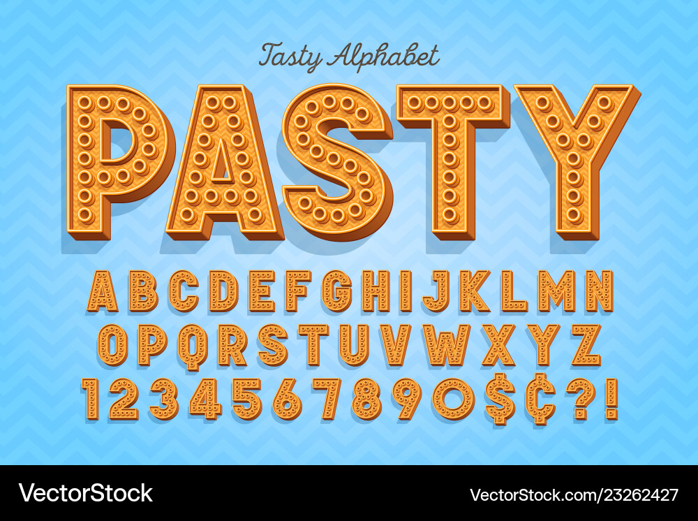 Comical tasty 3d display font design alphabet Comical tasty 3d display font design alphabet Vector Image
