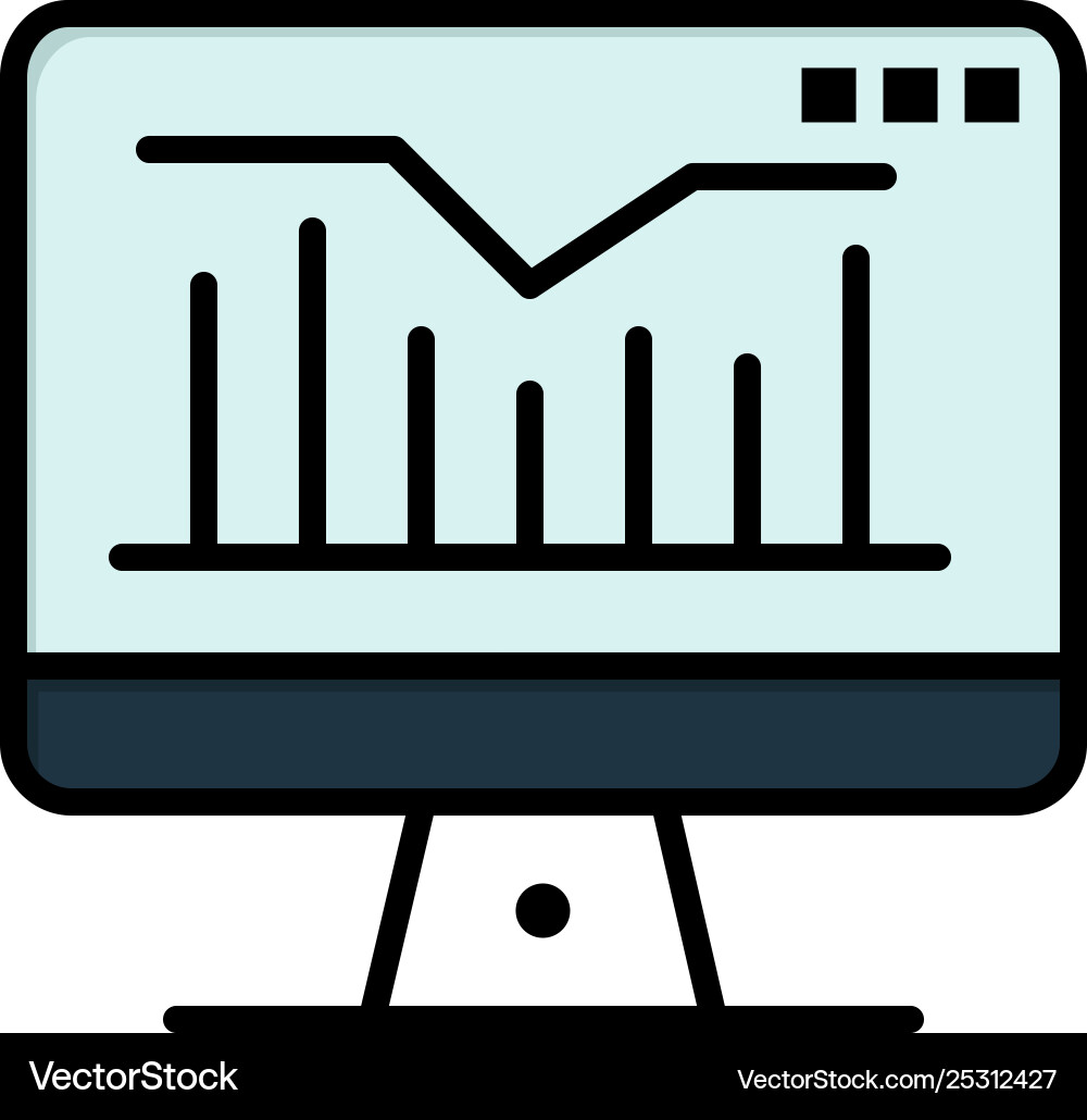 Computer statische Grafik Monitor flache Farbe Icon Vektorbild