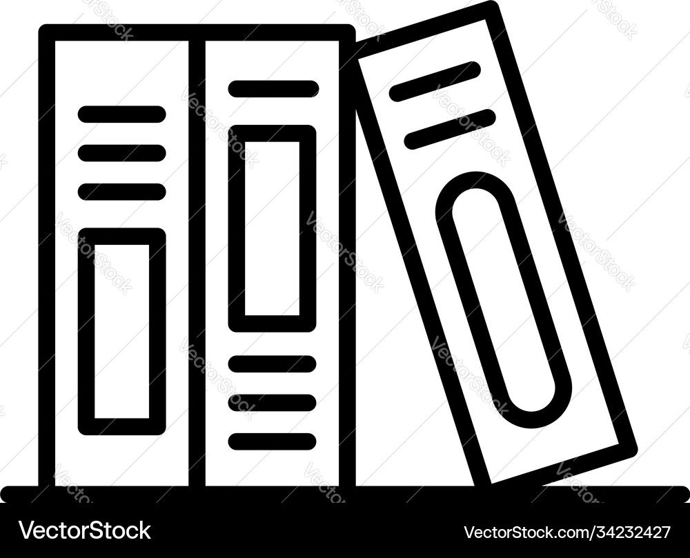 Folders on a shelf icon outline style Vector Image