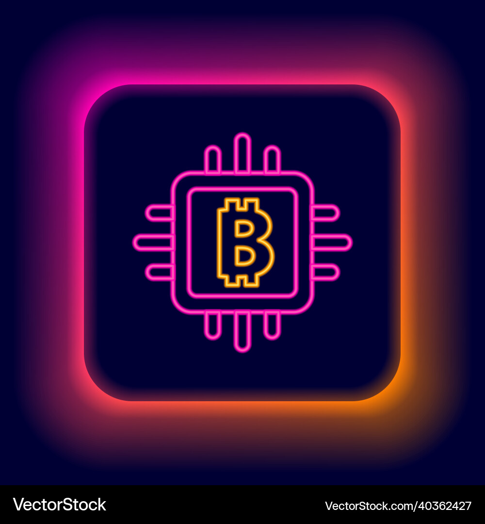 Glowing neon line cpu mining farm icon isolated Glowing neon line cpu mining farm icon isolated vector image