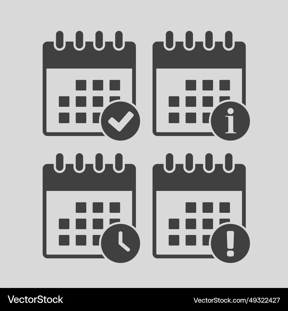 Icon calendar - message check info error clock Icon calendar - message check info error clock vector image
