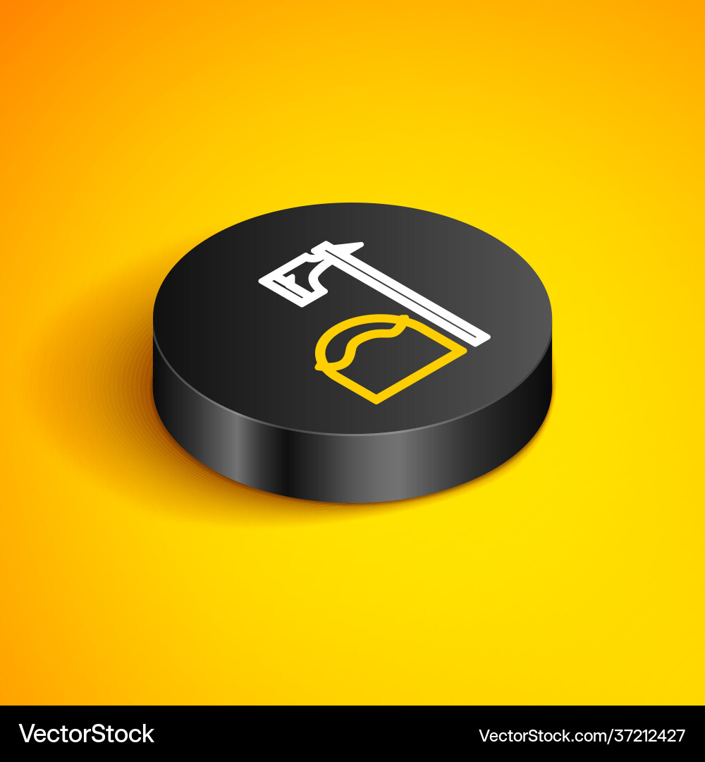 Isometric line executioner axe in tree block icon Isometric line executioner axe in tree block icon Vector Image
