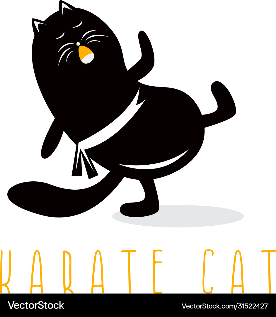 Lustige Katze machen Karate Kick Design Template Lustige Katze machen Karate Kick Design Template vektorbild