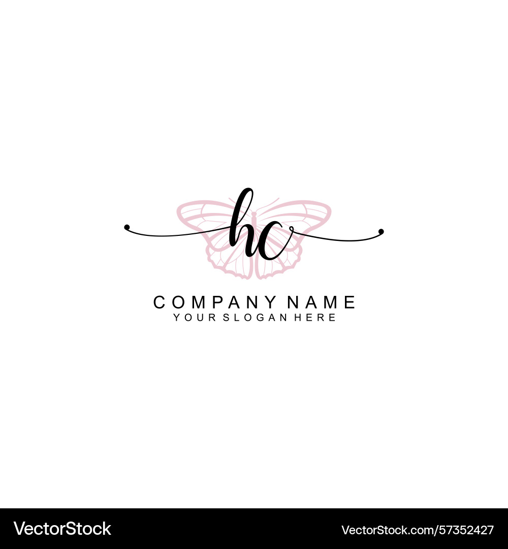 Minimalist handwritten hc initial logos with soft Vector Image