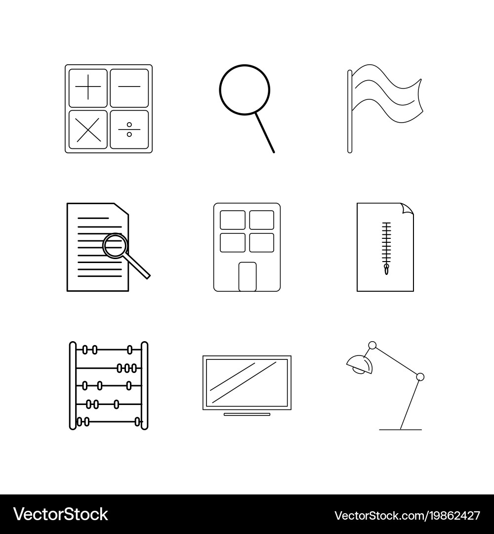 Office linear icon set simple outline icons Vector Image